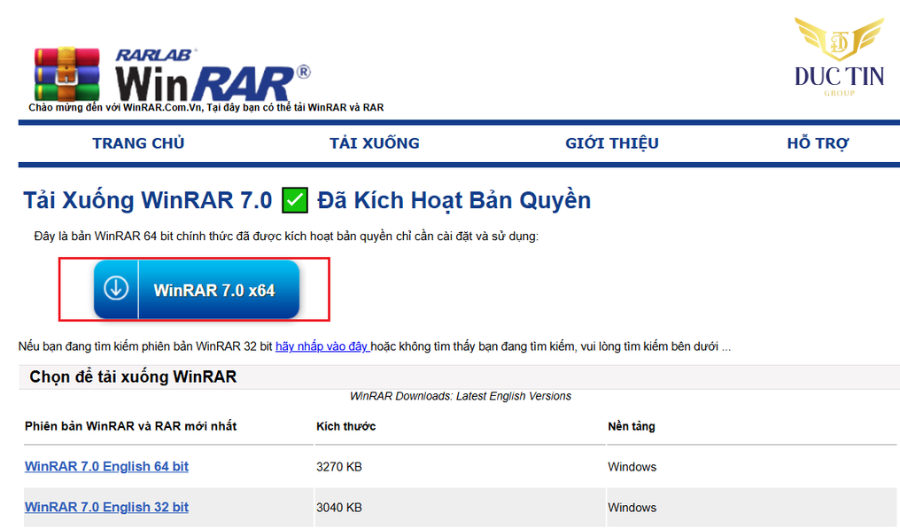 Tải phần mềm WinRAR về máy tính